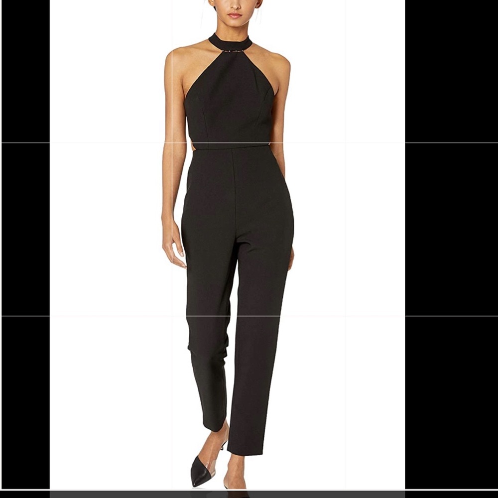 BCBGMAXAZRIA Beaded Halter Cropped Jumpsuit